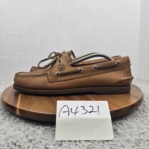 Sperry Top Sider Mens 8.5M Authentic Original 2-Eye Brown Leather Boat Shoe